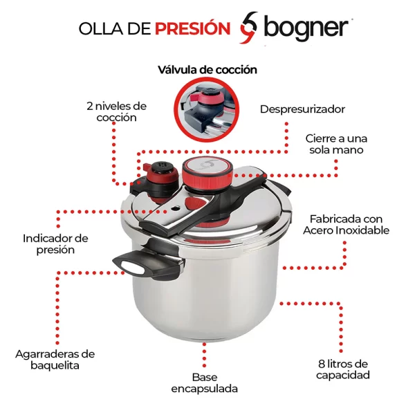Olla Express 8L Acero Inoxidable Bogner - Imagen 3