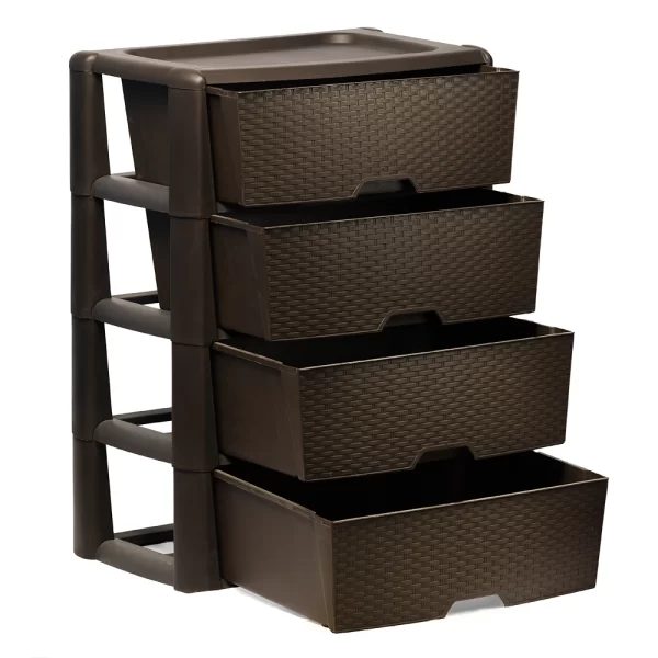 Cajonera De 4 Niveles Estilo Rattan Color Chocolate - Imagen 2