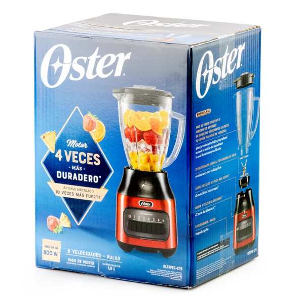 Licuadora 6 Velocidades kitchen Roja Metalico Oster - Imagen 5