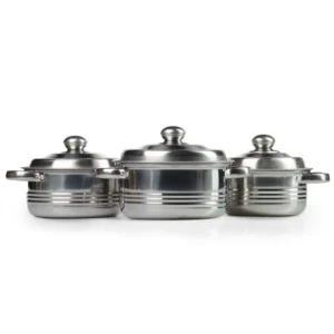 Batería De Cocina 3 Piezas Acero Inoxidable Omibel