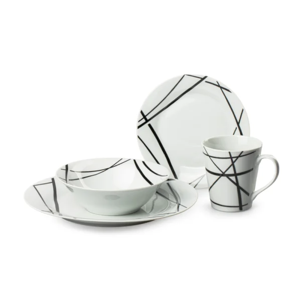 Vajilla 16pzas Black Line Porcelana RSXXI