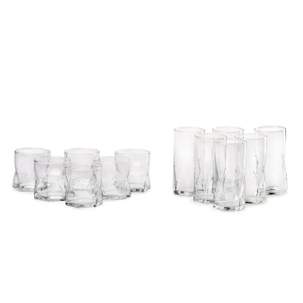 Juego 12 Vasos Rombos Vidrio Libbey