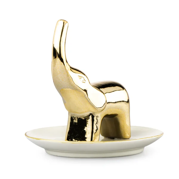 Joyero Elefante Dorado 11.5cm Porcelana Love And Lemons - Imagen 2