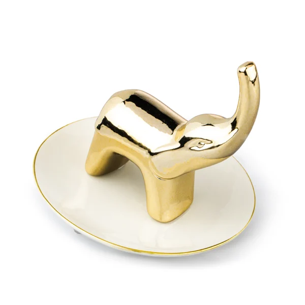 Joyero Elefante Dorado 11.5cm Porcelana Love And Lemons - Imagen 3