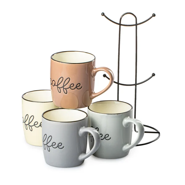Juego De 4 Tazas Coffee 360ml Porcelana Top Choice - Imagen 4