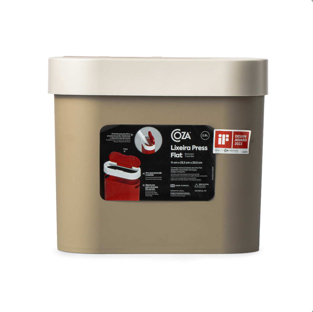 Contenedor De Basura Beige 2.8L Plástico Coza - Imagen 4