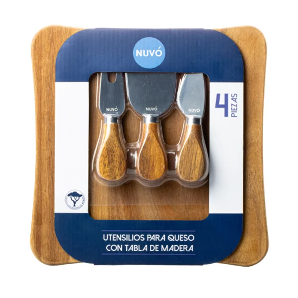 Tabla Para Quesos Con Utensilios Madera Nuvó