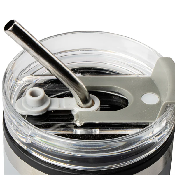 Termo Con Popote Gris 650ml Acero Inoxidable Top Choice - Imagen 4
