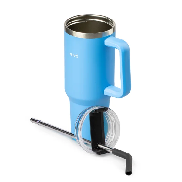 Termo Con Popote Azul 1.2L Acero Inoxidable Nuvó - Imagen 2