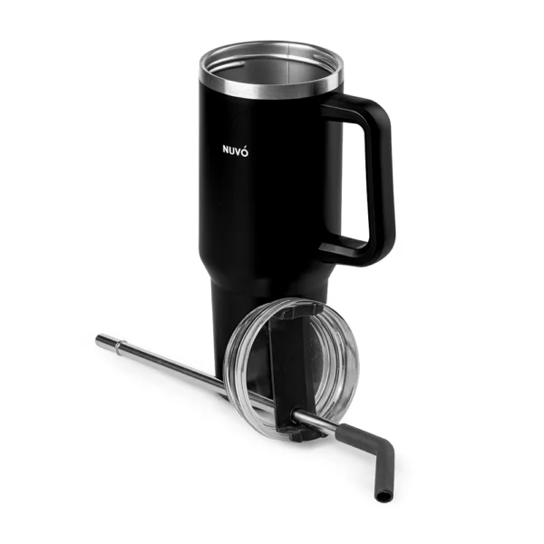 Termo Con Popote Negro 1.2L Acero Inoxidable Nuvó - Imagen 2