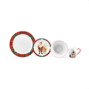 Vajilla 16pzas Navidad Santa Holly Porcelana Crown Baccara