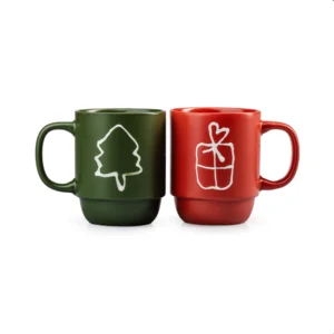 Juego De 2 Tazas Navideñas 420ml Porcelana Crown Baccara