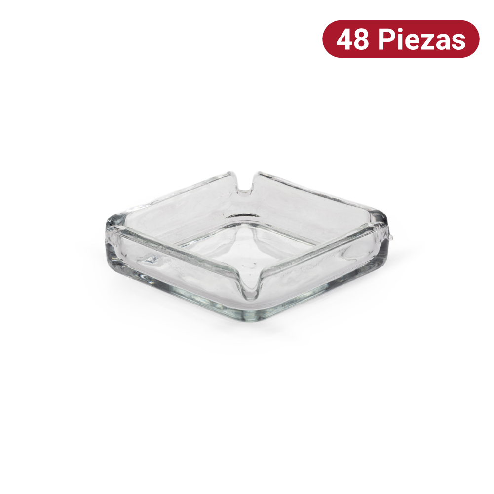 Cenicero Cuadrado Vidrio Santos 48 piezas