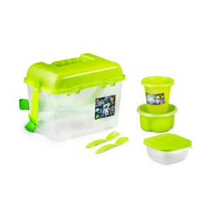 Lonchera Transparente con accesorios Verde Plastico Plastiapan