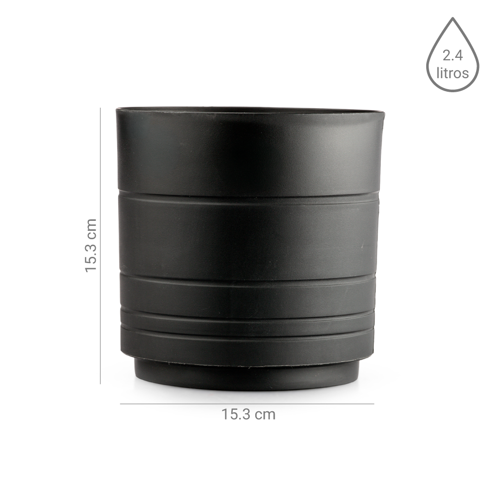Maceta Amalfi Redonda 15.3cm Negro Plastico La Ardilla - Imagen 2