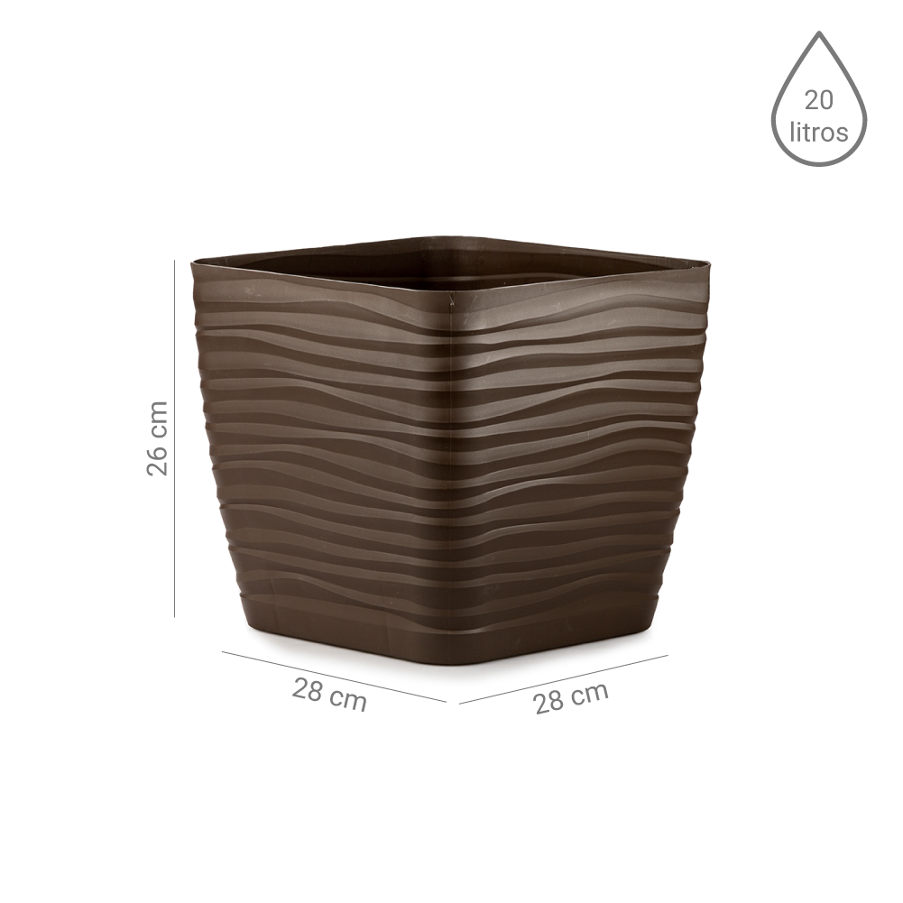 Maceta Sevilla Cuadrada 28cm Chocolate Plastico Trends - Imagen 2