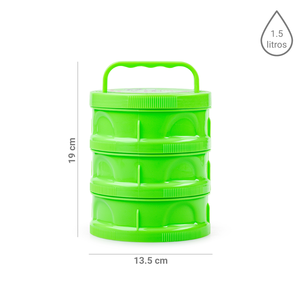 Portaviandas 3 Piezas 1.5L Colores Plástico Molderama - Imagen 2